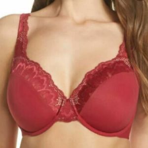 NWOT TRUE & CO. Soft Lace Unlined Ultimate Coverage Bra Color Red Size 36DD